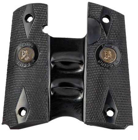Pachmayr 05008 Checkered Black Rubber Signature Grip with Finger Grooves for 1911 Semi-Automatic