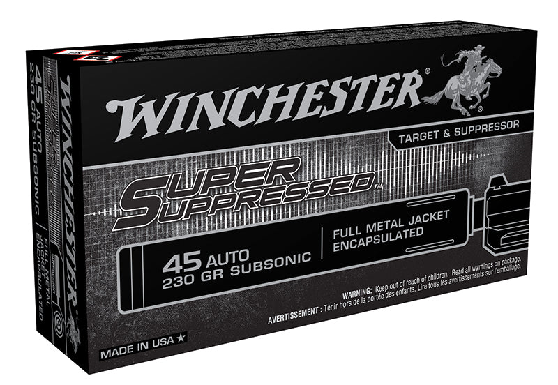 Winchester .45 ACP/Auto Super Suppressed 230 grain Full Metal Jacket Encapsulated ammunition