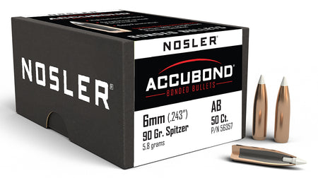 Nosler 56357 AccuBond .243 6mm 90 Grain Spitzer Point Bullets 50/Box