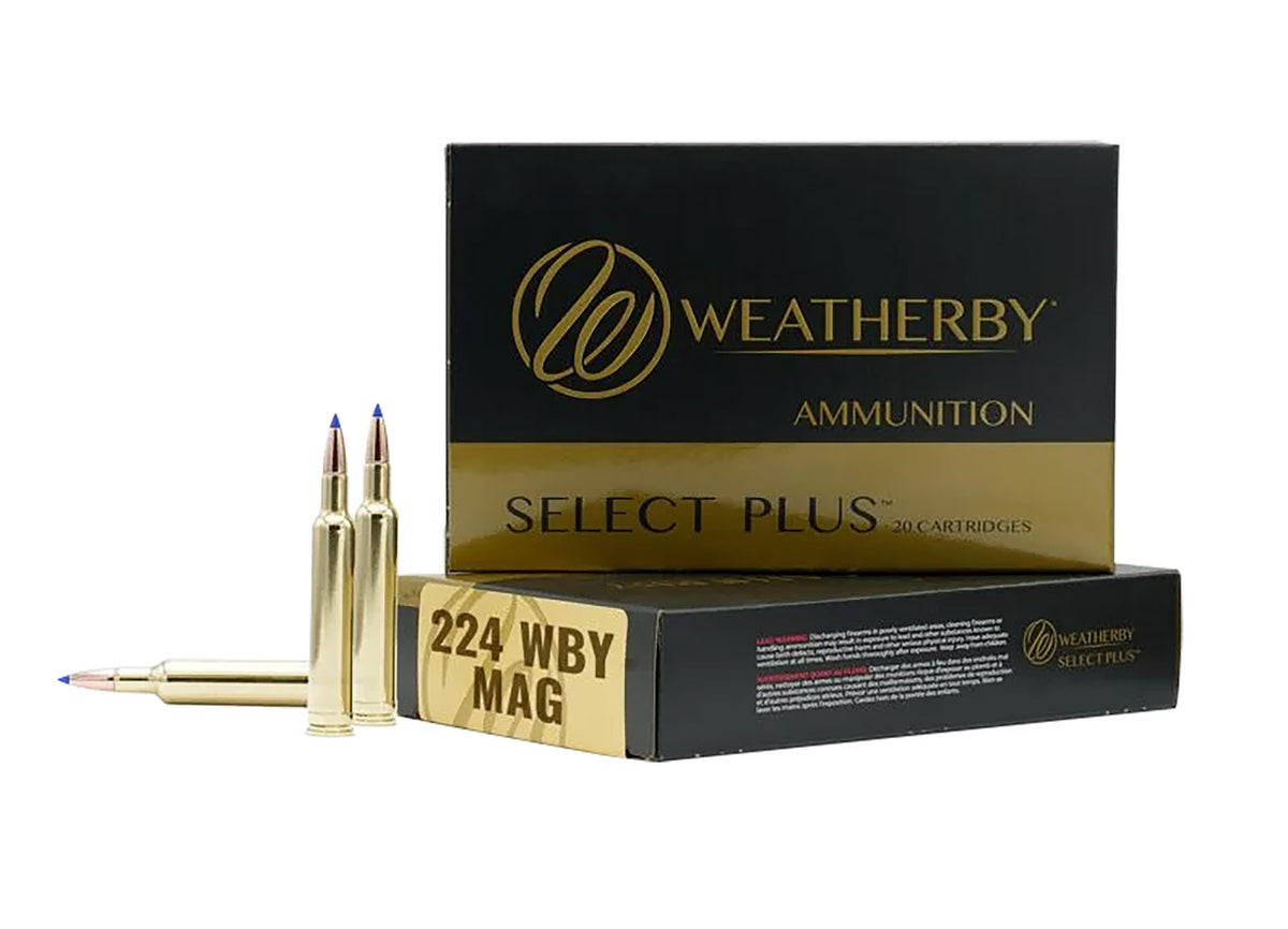 Weatherby .224 Weatherby Mag  50 grain Hornady V-Max ammunition
