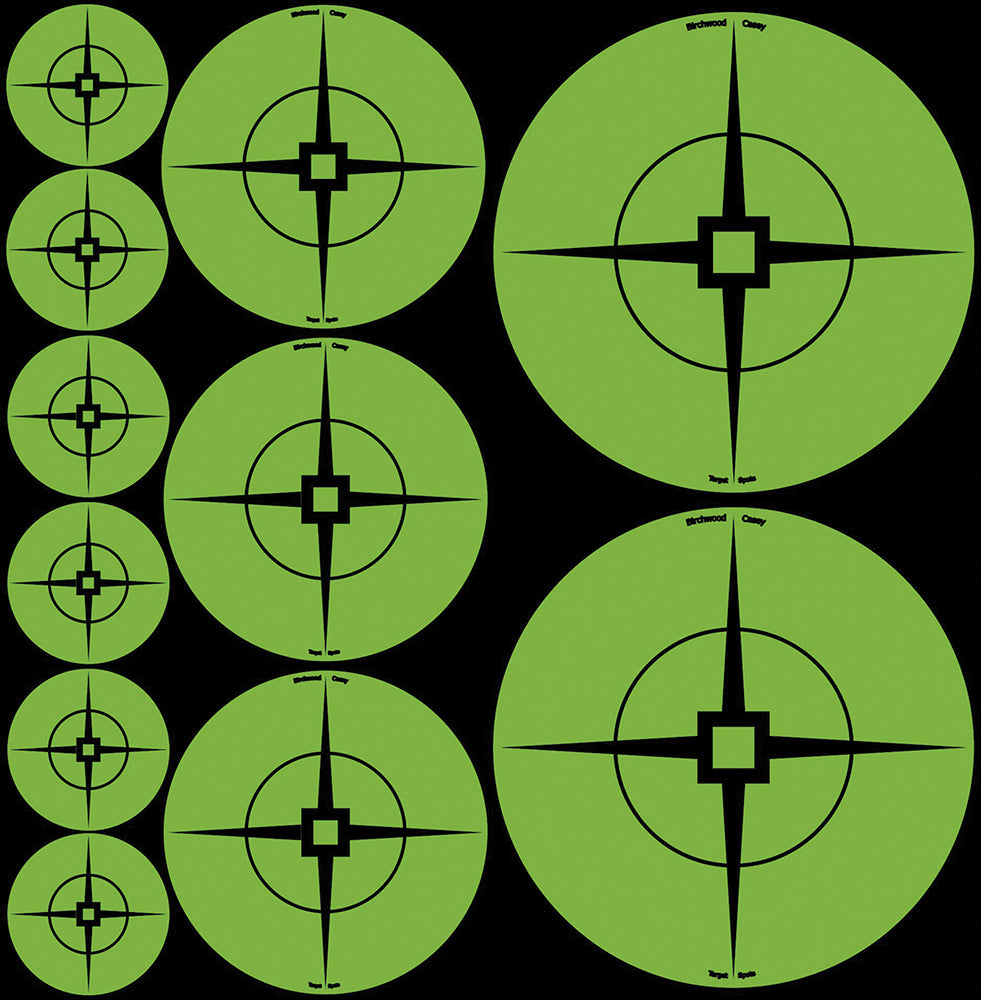 Birchwood Casey Assorted-Size Crosshair Self-Adhesive Target Spots Atomic Green 60 Pack