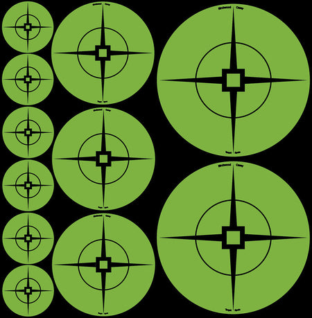 Birchwood Casey Assorted-Size Crosshair Self-Adhesive Target Spots Atomic Green 60 Pack