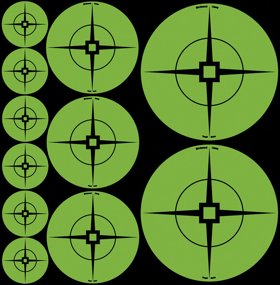 Birchwood Casey Assorted-Size Crosshair Self-Adhesive Target Spots Atomic Green 60 Pack