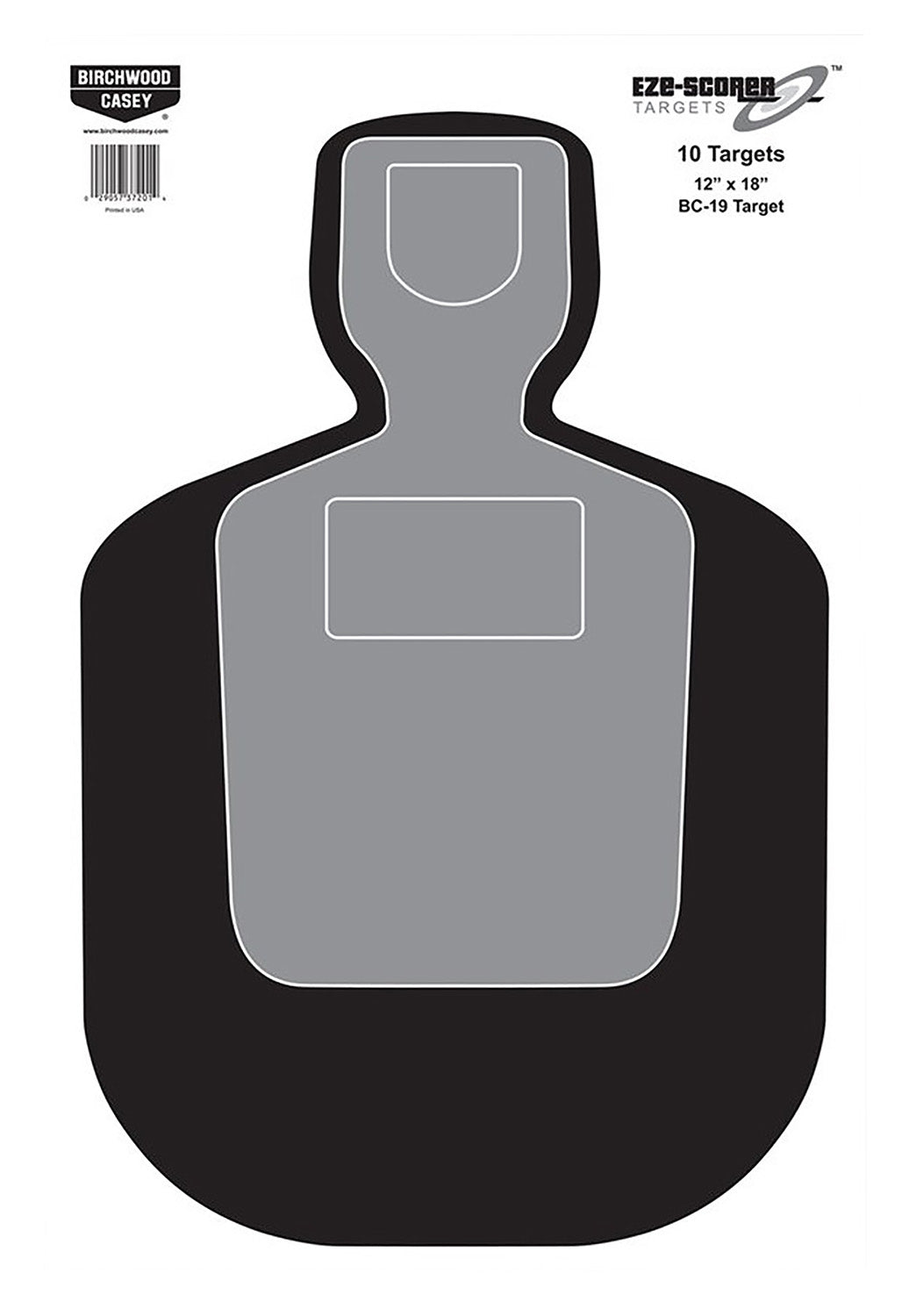 Birchwood Casey EZE-Scorer BC-19 Silhouette Paper Target Black/Gray/White 12"x18" 10 Pack