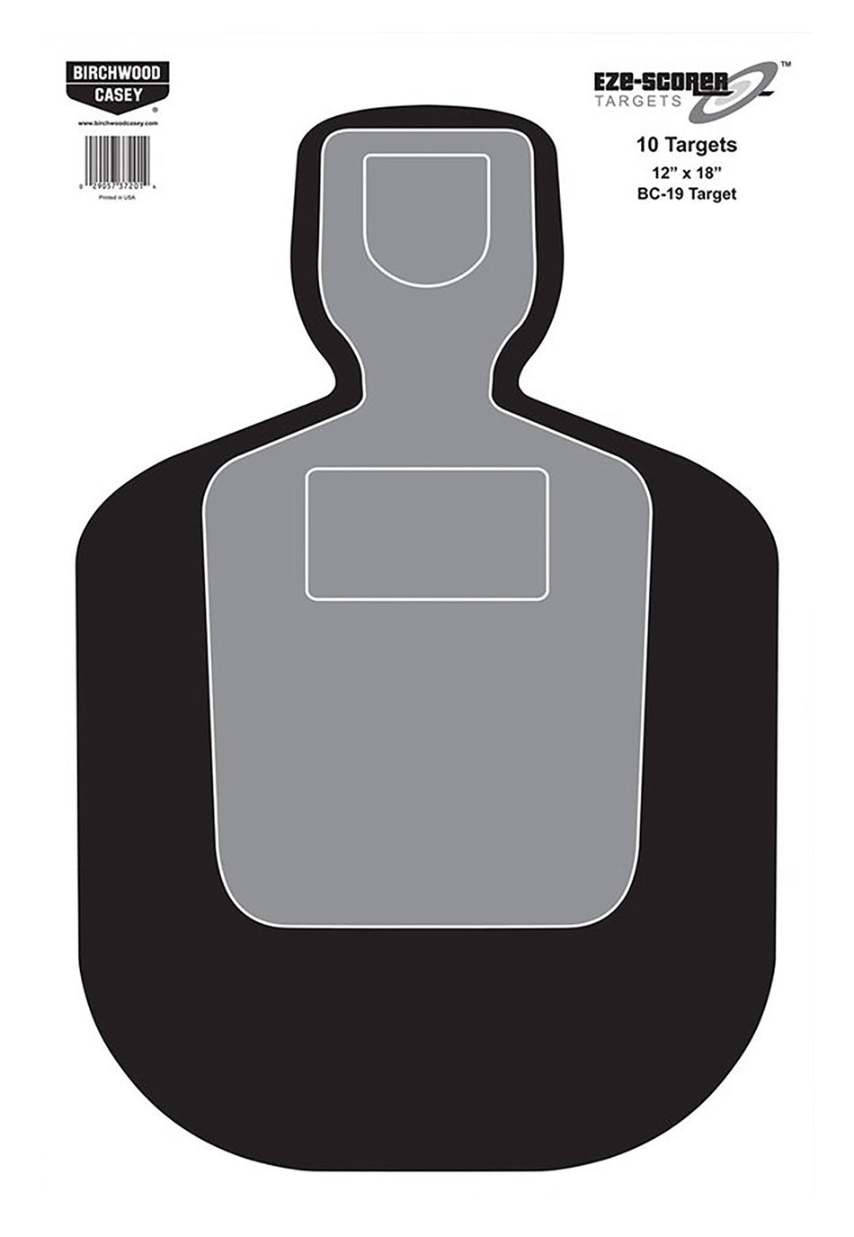 Birchwood Casey EZE-Scorer BC-19 Silhouette Paper Target Black/Gray/White 12"x18" 10 Pack