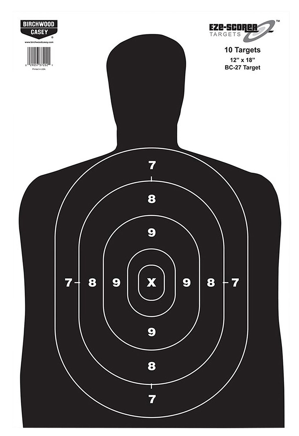 Birchwood Casey 37202 12"x18" BC-27 EZE-Scorer Silhouette Hanging Paper Target Black/White 10 Pack