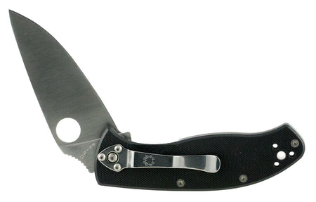 Spyderco C122GP Tenacious Folding Knife 3.39" Plain Edge 8Cr13MoV SS Blade Black G10 Handle & Pocket Clip