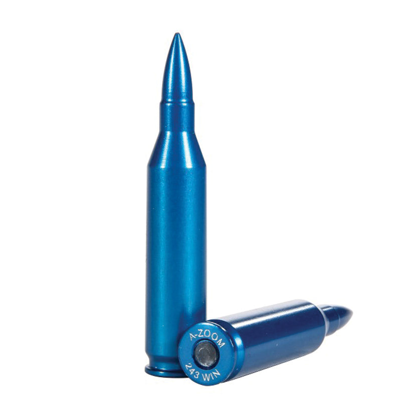 A-Zoom .243 Win Snap Cap 5-Pack, Blue Aluminum Dummy Rounds