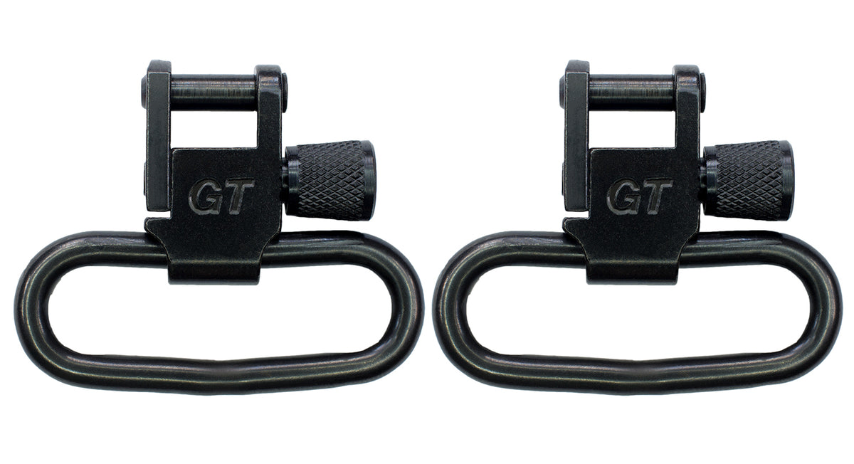 GrovTec GTSW02 1.25" Locking Rifle Swivel Set – All-Steel Construction, Black Oxide Finish