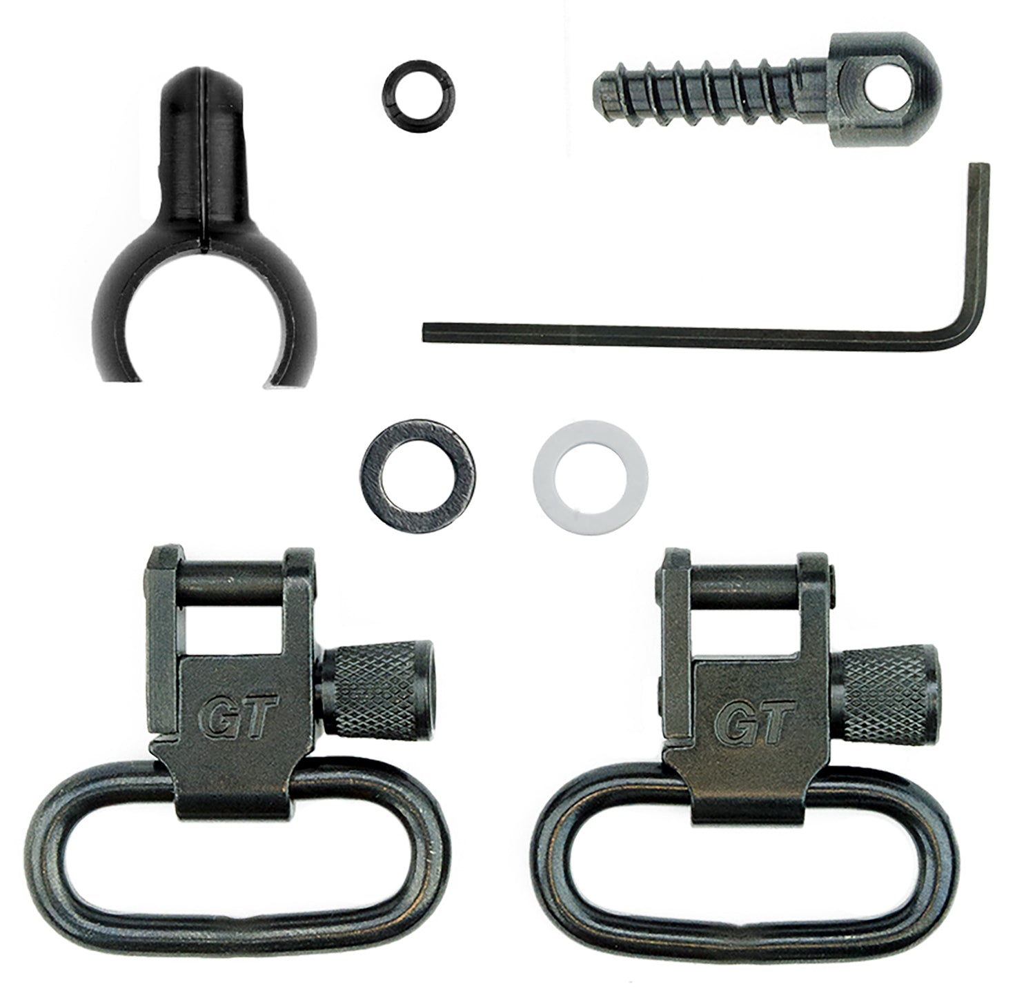 GrovTec GTSW46 Shotgun Barrel Band Swivel Set 1" Black Steel Two-Piece