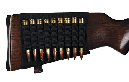 GrovTec GTAC81 Buttstock Cartridge Holder 9 Round Elastic Rifle Stock Slip-On Ammo Carrier