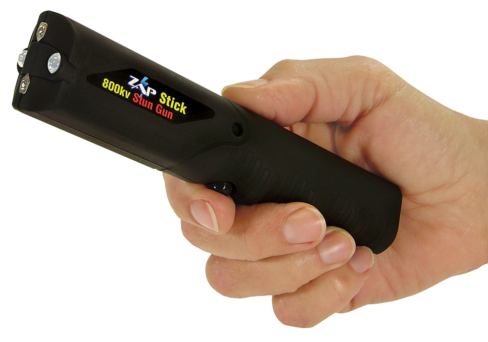 Zap ZAPSTK800FB Stun Gun Black Plastic Close Contact with LED Lights