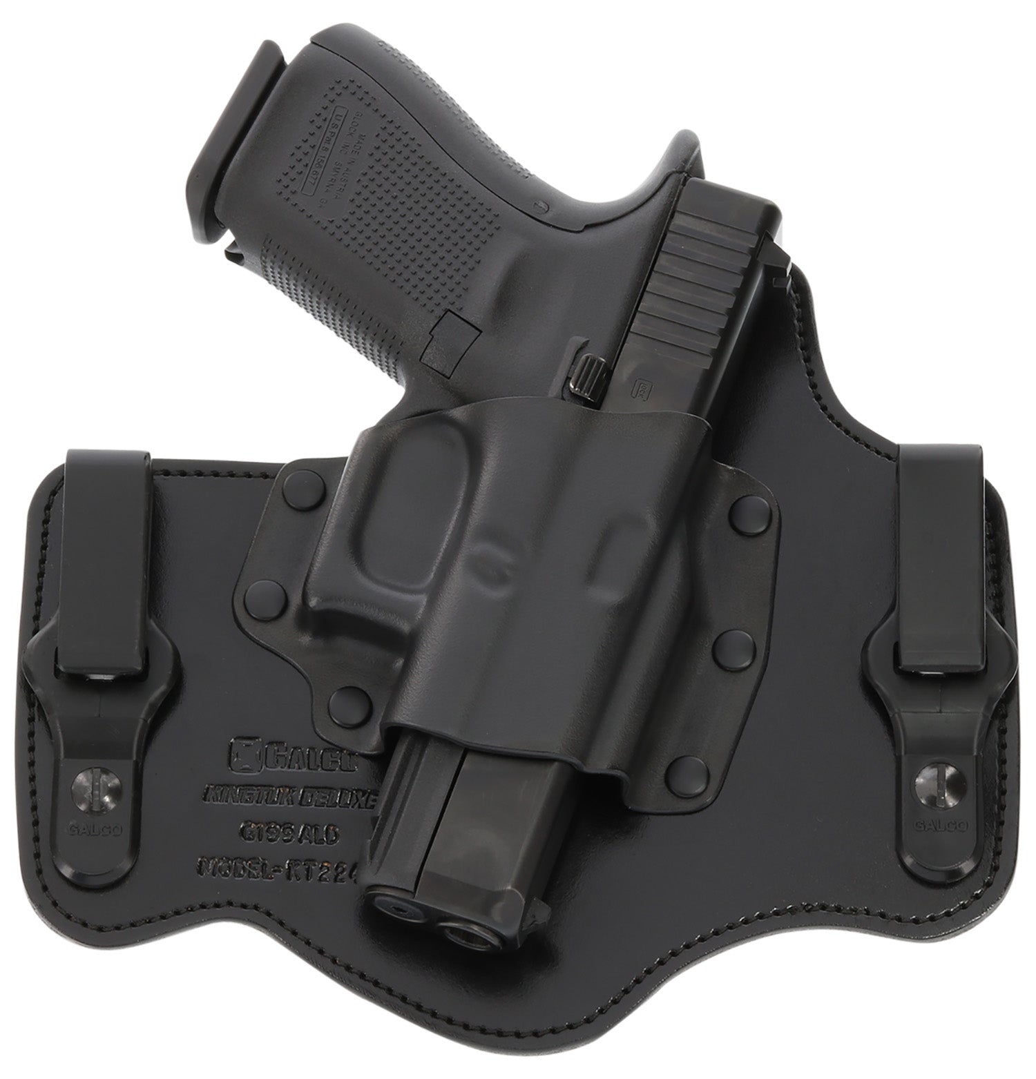 Galco KingTuk Deluxe IWB Black Kydex/Leather UniClip Fits Glock 17 Gen1-5/22 Gen2-5/Ruger Security-9 RH