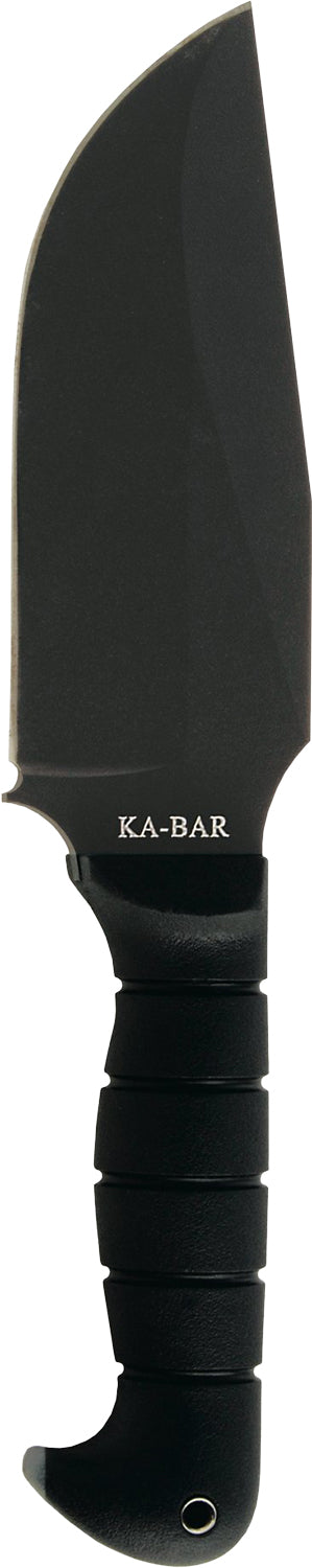 Ka-Bar 1278 Warthog 6.75" Fixed Clip Point Blade SK-5 High Carbon Steel Black TPR Handle Leather/Cordura Sheath