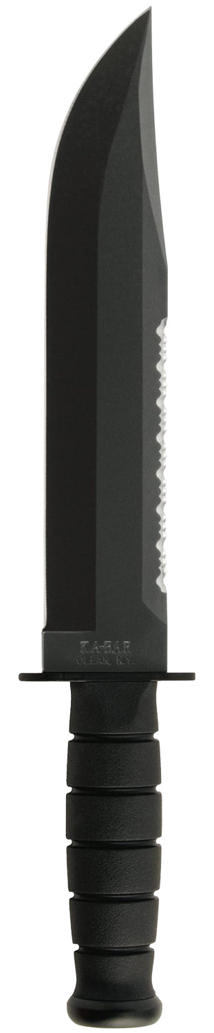 Ka-Bar 2211 Big Brother Fixed 9.38" Serrated/Straight Black Epoxy Powder-Coated 1095 Cro-Van Blade Kraton G Handle