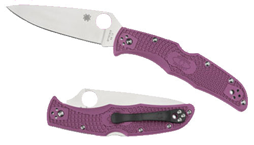 Spyderco C10FPPR Endura 4 3.75" Folding Plain VG-10 SS Clip Point Blade Purple Textured FRN Handle & Pocket Clip