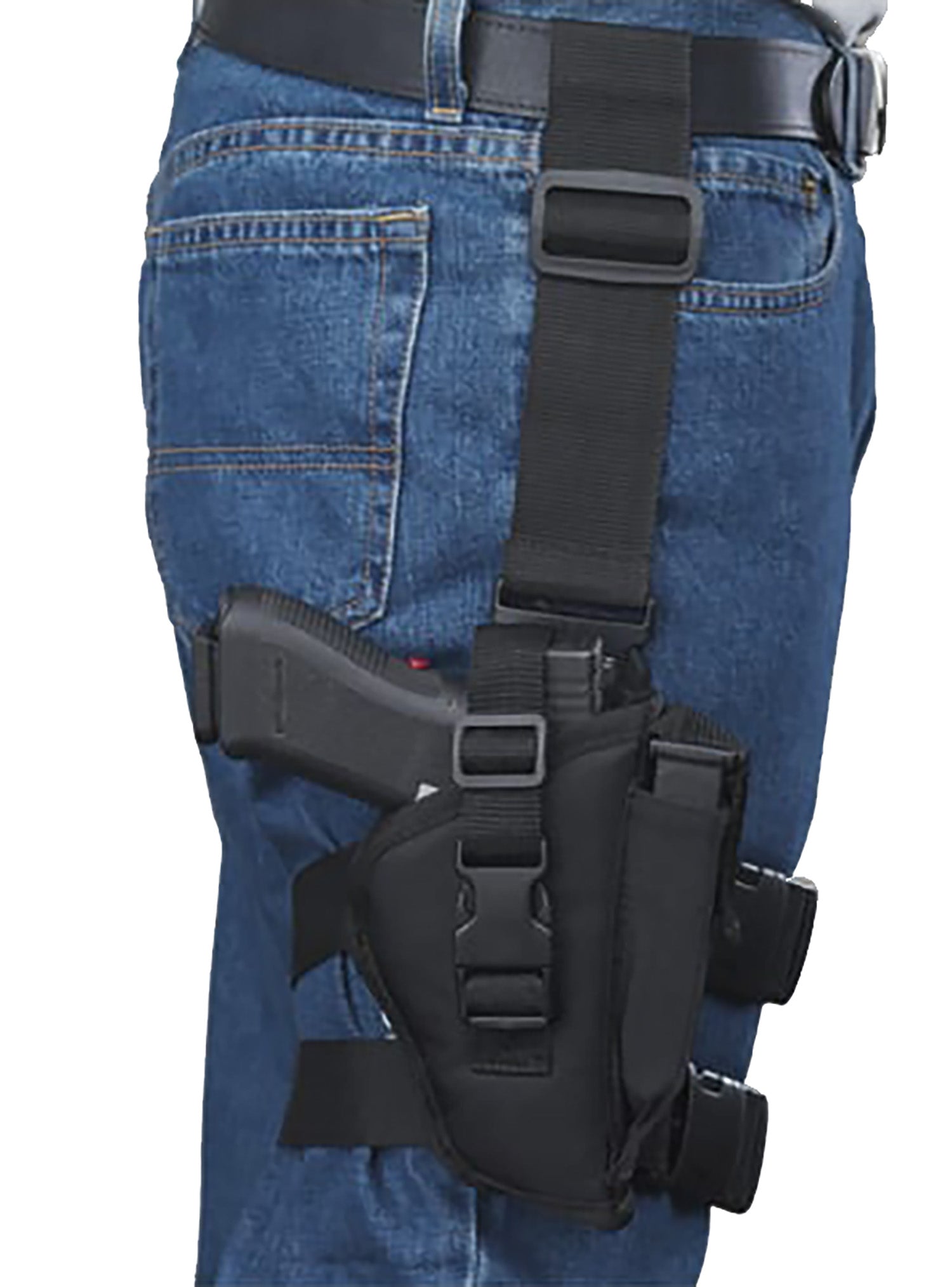 Bulldog WTAC8R Black Knit Tactical Thigh Holster Large Semi-Auto Pistols 3.5 to 5 Inch Barrel RH