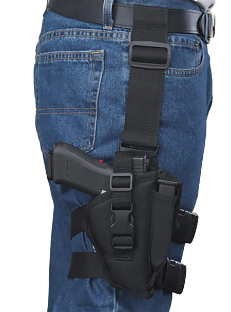 Bulldog WTAC8R Black Knit Tactical Thigh Holster Large Semi-Auto Pistols 3.5 to 5 Inch Barrel RH
