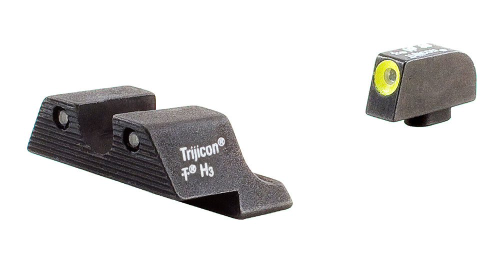 Trijicon 600540 HD Tritium Night Sight Set Yellow Outline Front for Glock 17/17L/19 Standard Frame