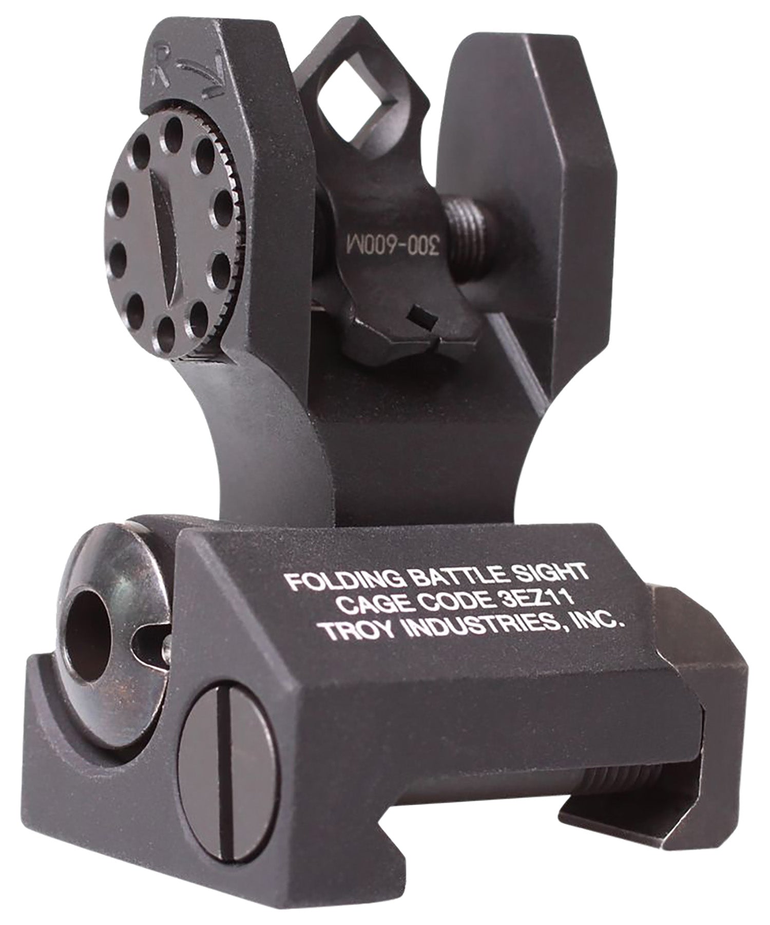 Troy Industries Rear Folding Dioptic Aperture BattleSight Black Hardcoat Anodized for AR-15