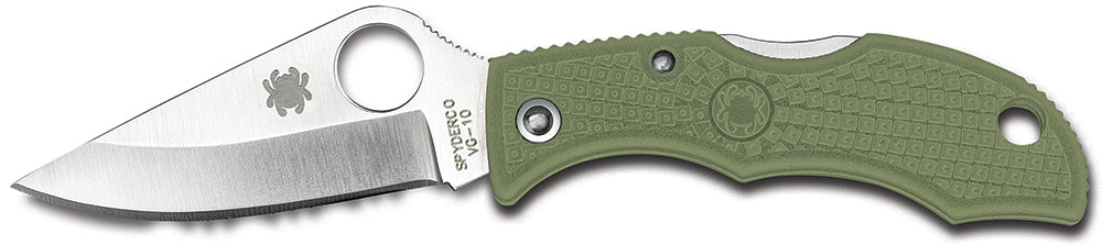 Spyderco LFGP3 Ladybug 3 1.94" Folding Plain VG-10 SS Clip Point Blade Foliage Green FRN Handle with Keychain Carry