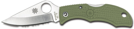 Spyderco LFGP3 Ladybug 3 1.94" Folding Plain VG-10 SS Clip Point Blade Foliage Green FRN Handle with Keychain Carry
