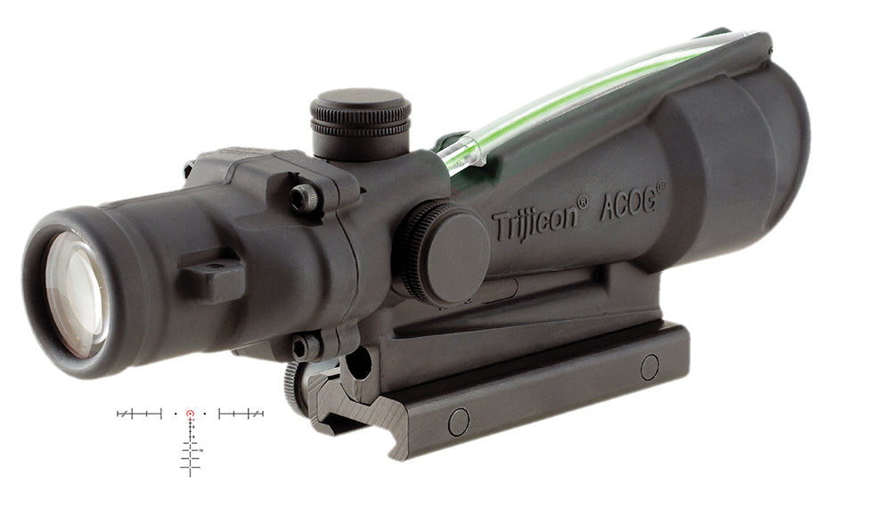 Trijicon ACOG 100155 Black Hardcoat Anodized 3.5x35mm Fixed Scope Illuminated Green Horseshoe 308 Ballistic Reticle