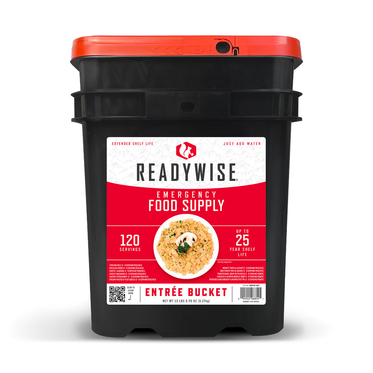 ReadyWise RW01120 Emergency Freeze-Dried Entrees 120 Servings Bucket
