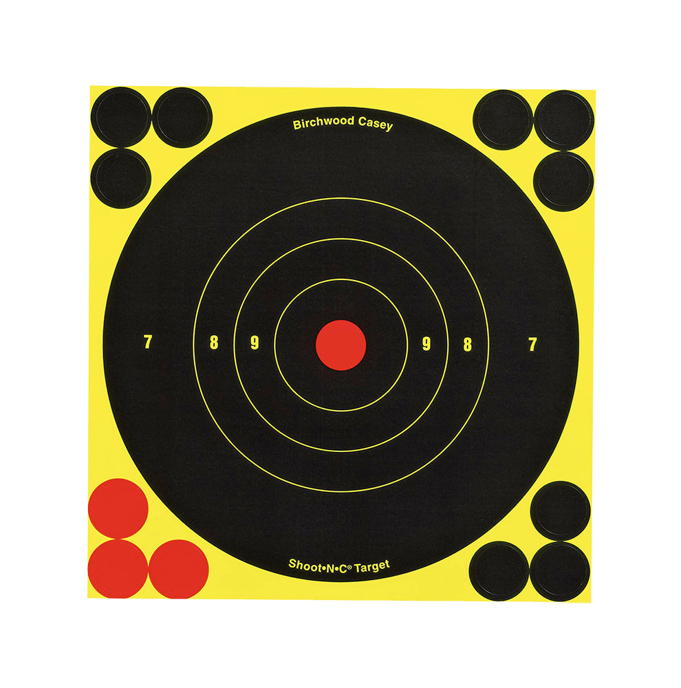 Birchwood Casey 34512 Shoot-N-C 6" Reactive Self-Adhesive Bullseye Targets with Pasters 12 Pack