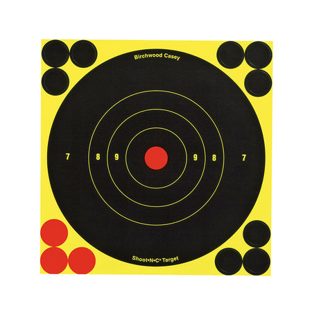 Birchwood Casey 34512 Shoot-N-C 6" Reactive Self-Adhesive Bullseye Targets with Pasters 12 Pack
