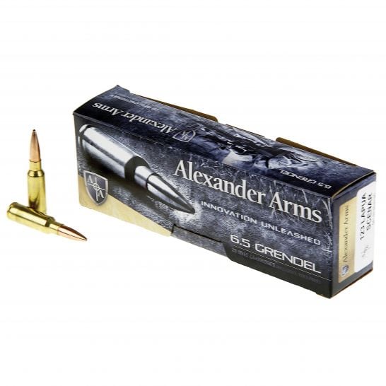 Alexander Arms 6.5mm Grendel Lapua Scenar 123 grain Boat Tail Open Tip Match ammunition