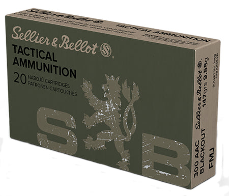 Sellier and Bellot .300 AAC Blackout Tactical 147 grain Full Metal Jacket ammunition