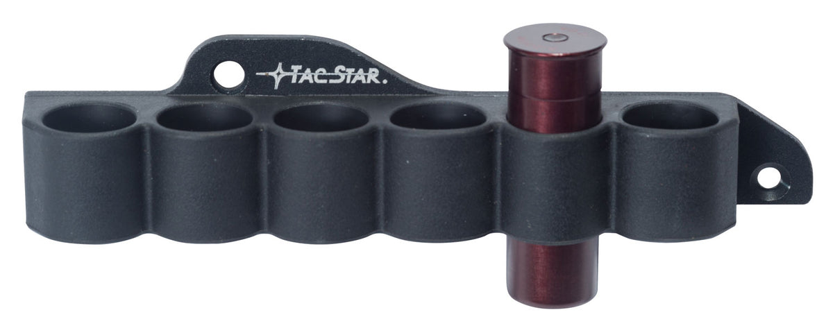 TacStar 1081210 12 Gauge Mossberg 500/590 Slimline SideSaddle 6rds Black Polymer w/Aluminum