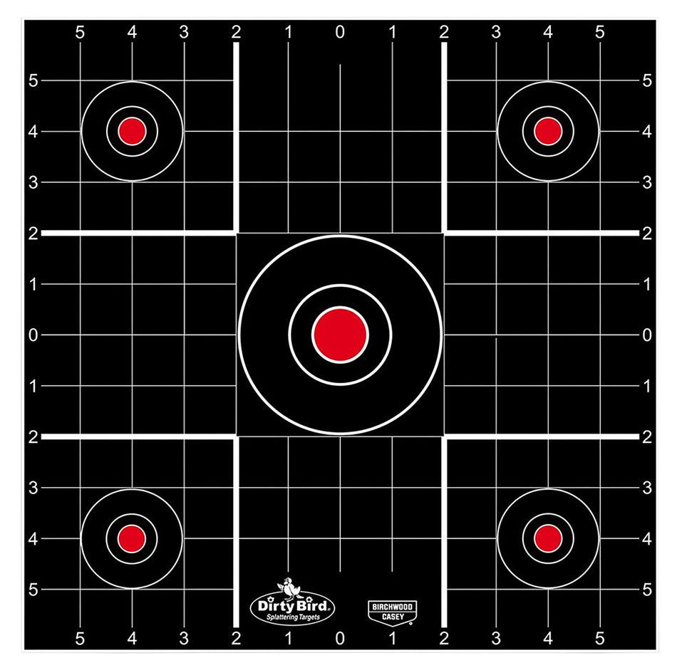 Birchwood Casey 35212 Dirty Bird Bullseye Tagboard Target 12" Black/Red 12 PK