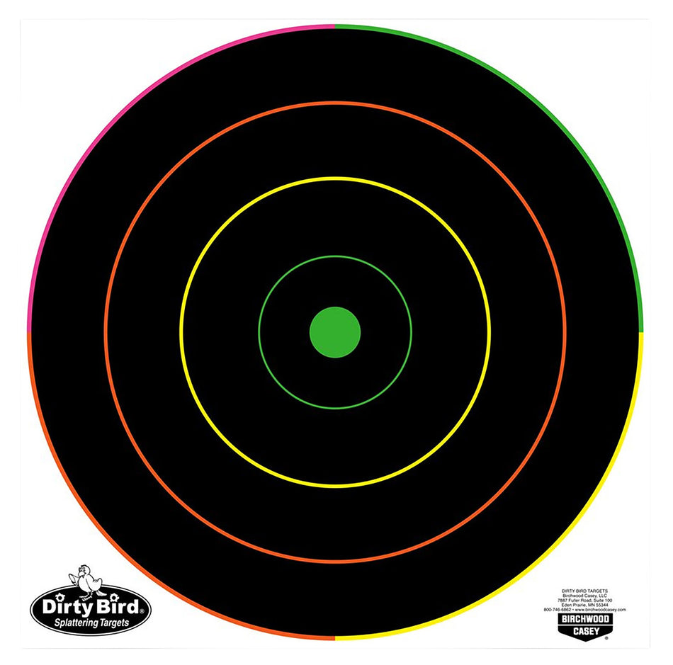 Birchwood Casey 35830 Dirty Bird Splattering Multi-Color 12" Bullseye Tagboard Hanging Targets 10 Pack