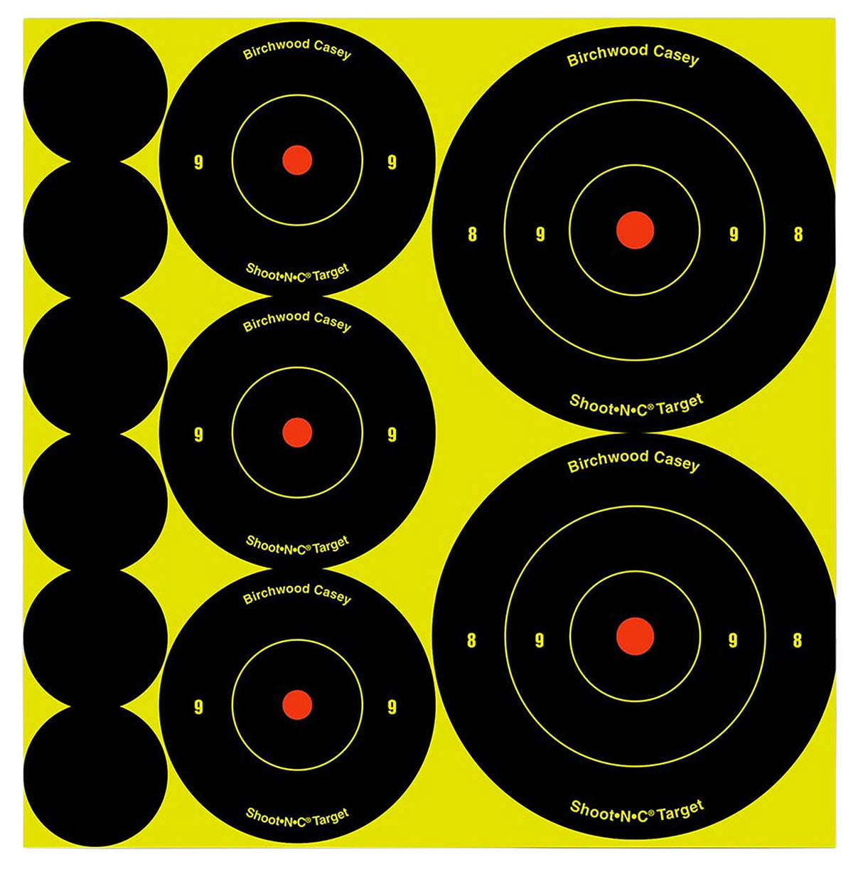 Birchwood Casey 34608 Shoot-N-C Self-Adhesive Reactive Bullseye Target Variety Pack 132 Count