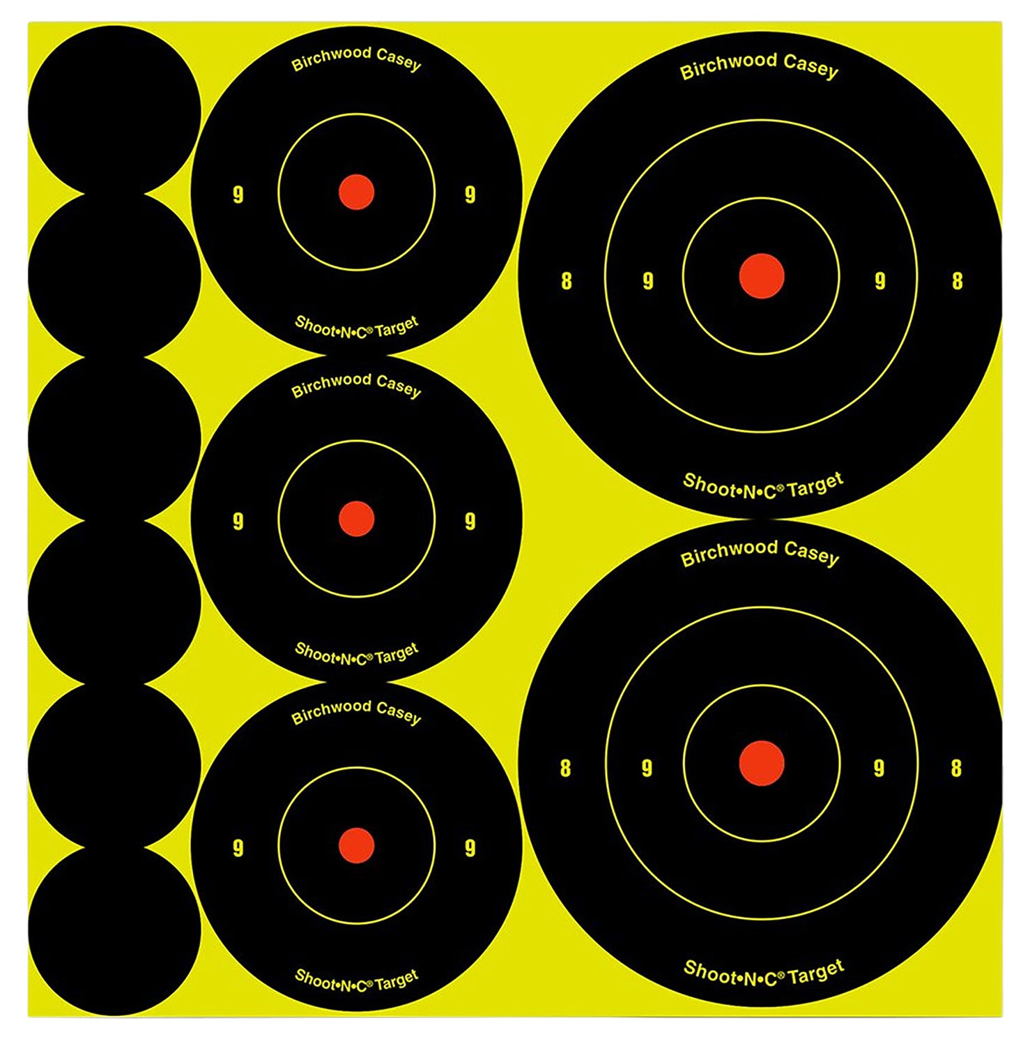 Birchwood Casey 34608 Shoot-N-C Self-Adhesive Reactive Bullseye Target Variety Pack 132 Count