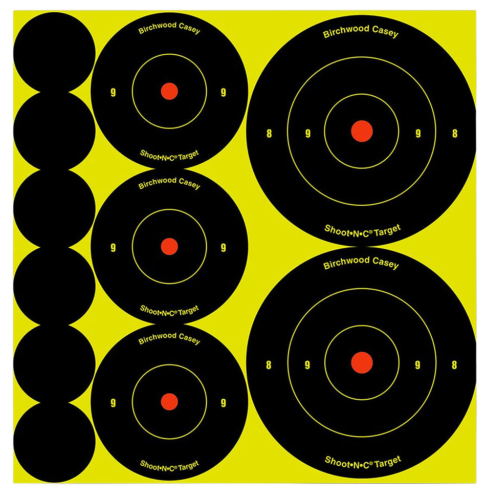 Birchwood Casey 34608 Shoot-N-C Self-Adhesive Reactive Bullseye Target Variety Pack 132 Count