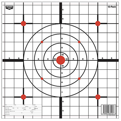 Birchwood Casey 37213 EZE-Scorer 12" Bullseye Paper Target with Sight-In Grid Black/White 13 Count