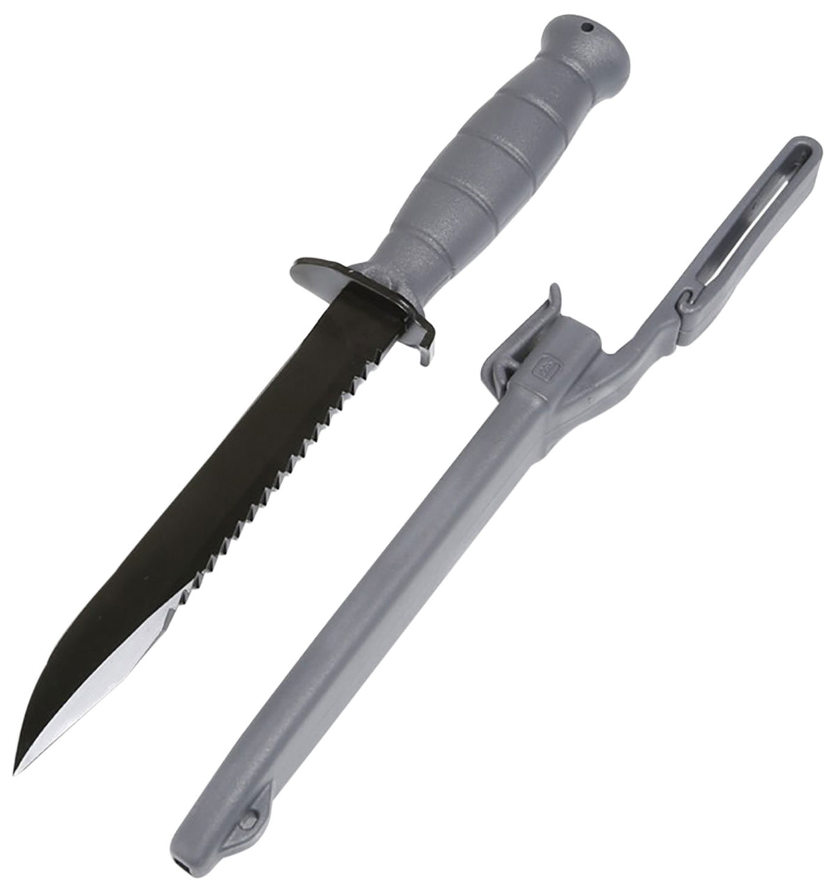 Glock KG039180 7" Fixed Blade Field Knife Clip Point/Saw Black Carbon Steel, Gray Trimond Handle