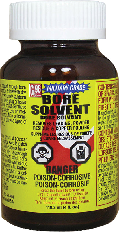 G96 1108 Military Grade Bore Solvent 4 oz - Powder Residue and Copper Fouling Remover
