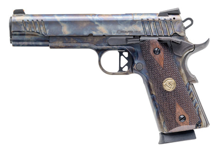Chiappa Firearms 440235 1911 Superior Full Size Frame 45 ACP 8+1 5" Color Case Hardened Optic Ready/Serrated Slide & Frame, Walnut Grip, RMR/RMSc Footprint