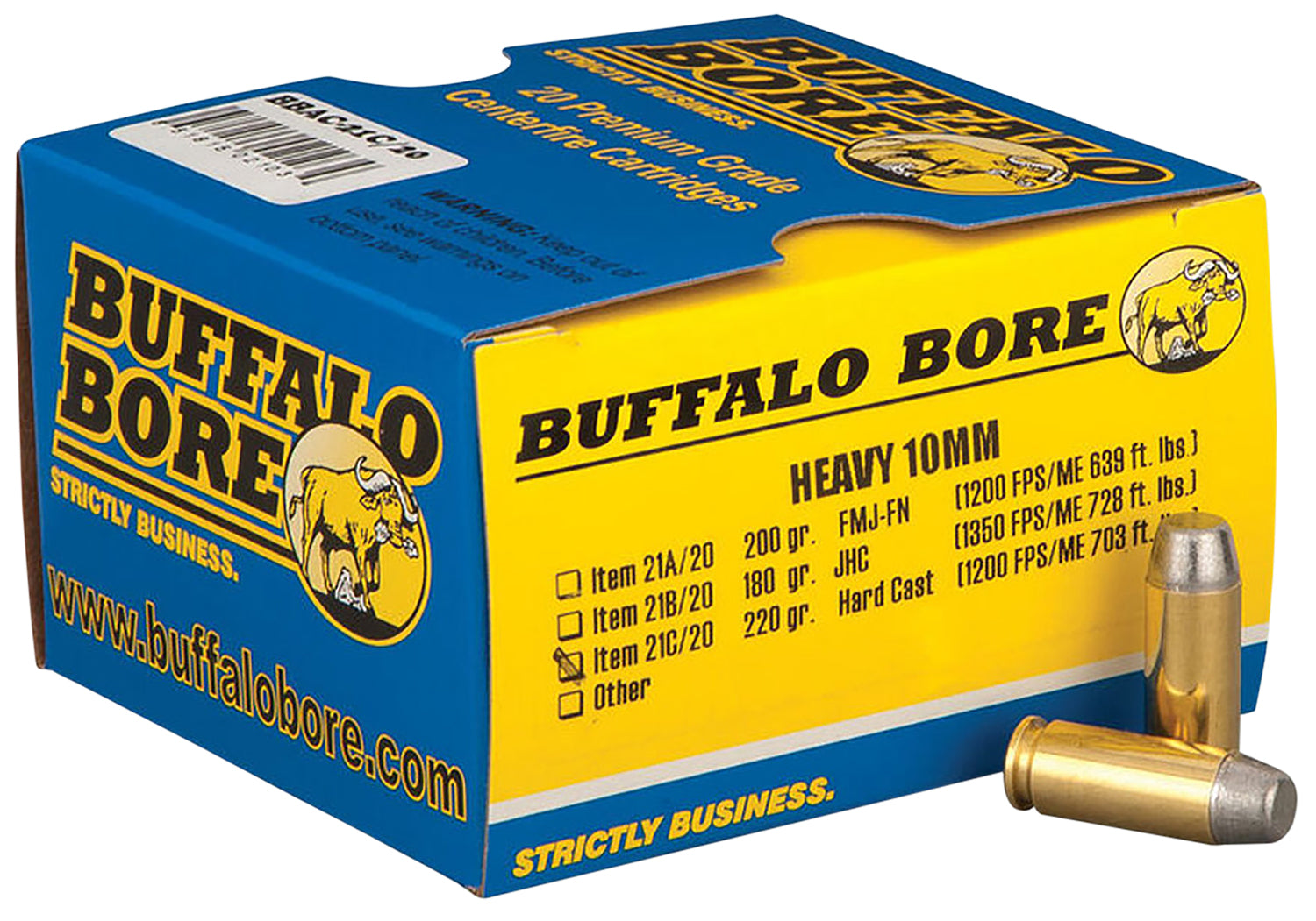 Buffalo Bore 10mm Auto Outdoorsman 220 grain Hard Cast Flat Nose ammunition