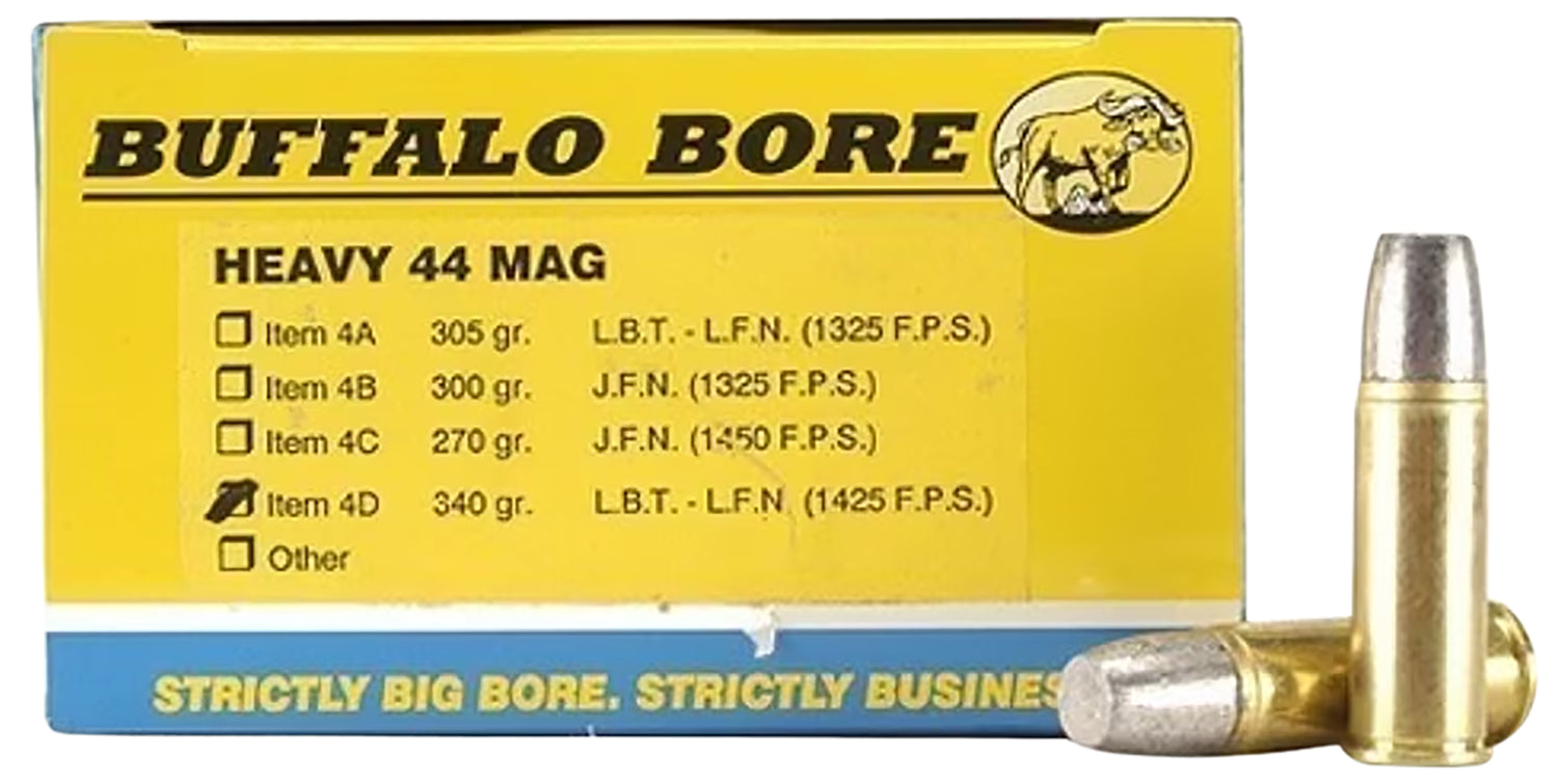 Buffalo Bore .44 Magnum Heavy 340 grain Lead Flat Nose ammunition
