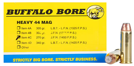 Buffalo Bore .44 Magnum Heavy 270 grain Semi-Jacketed Flat Point ammunition