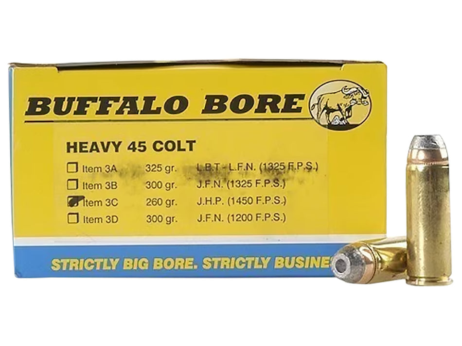Buffalo Bore .45 Long Colt Heavy 260 grain Jacketed Hollow Point ammunition