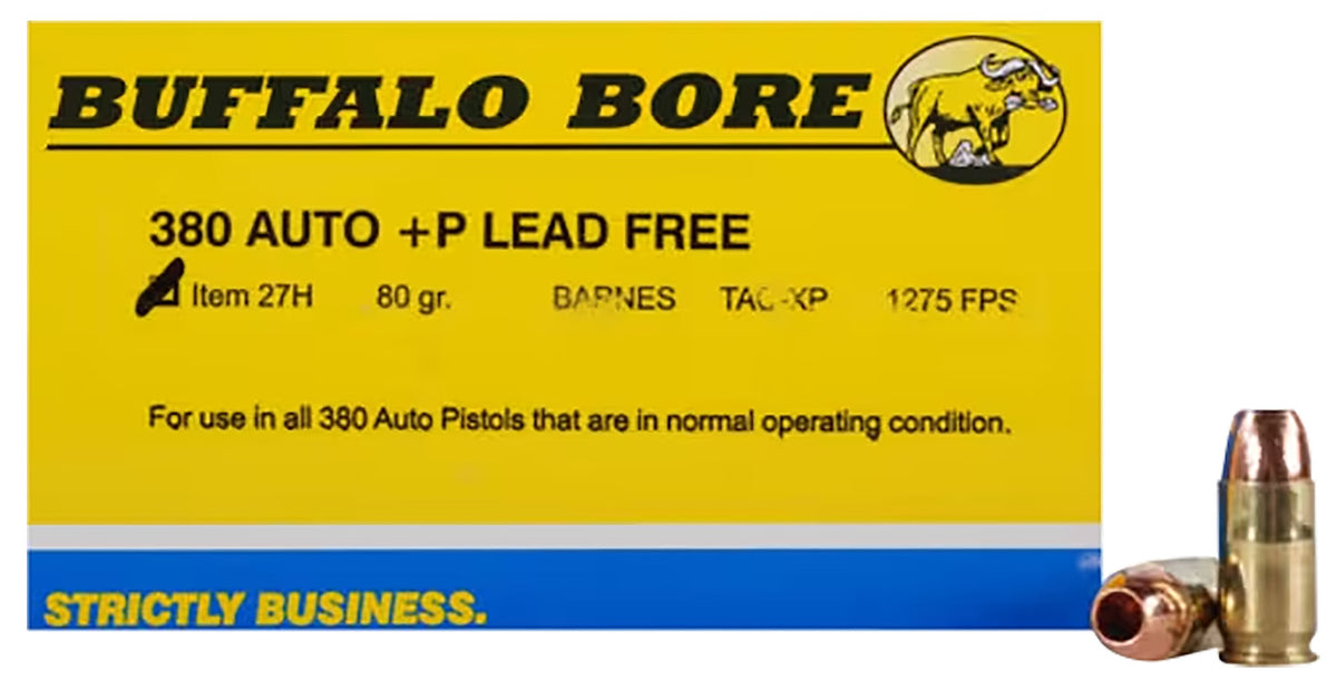 Buffalo Bore .380 ACP/Auto +P 80 grain Barnes TAC-XP Lead Free ammunition