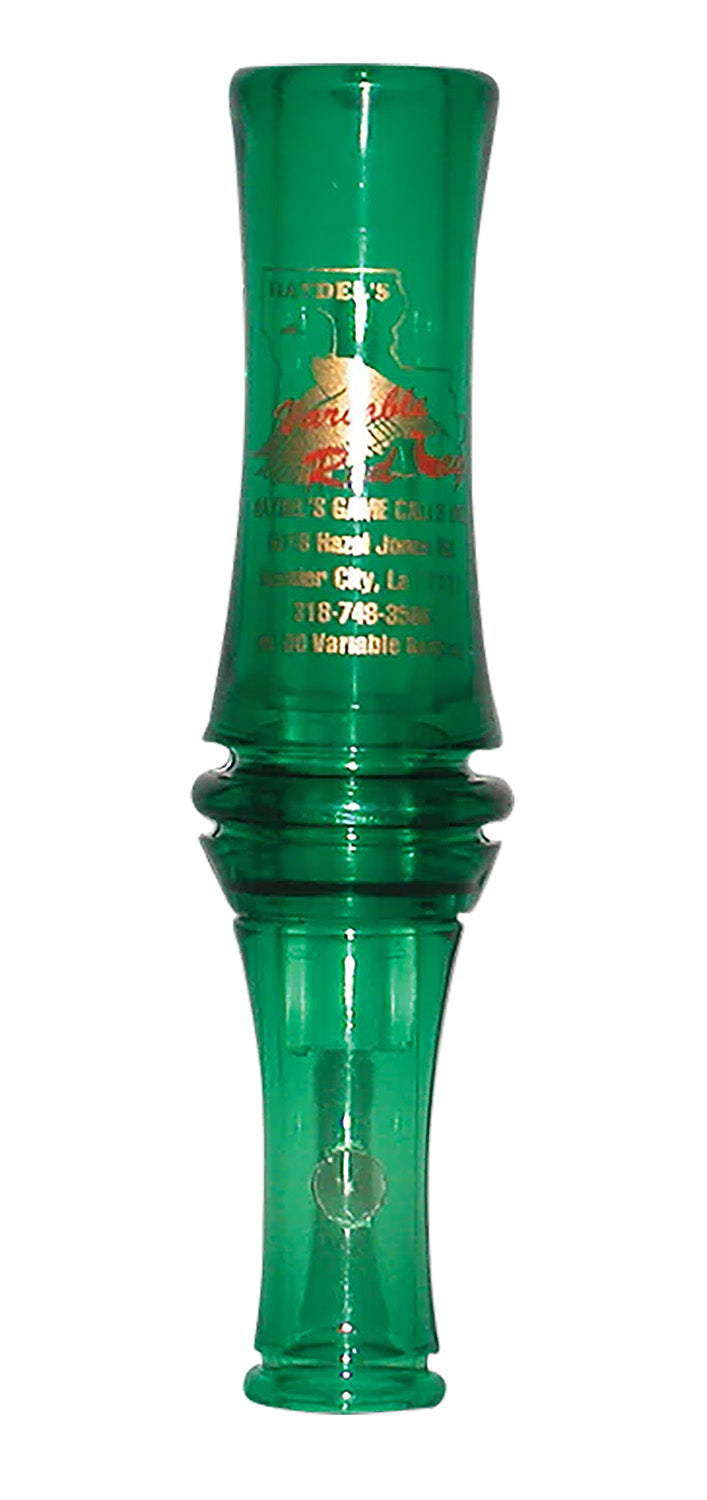 Haydel's Game Calls VR00 Variable Redleg Open Call - Tuning Hole Double Reed Mallard Call, Green Plastic