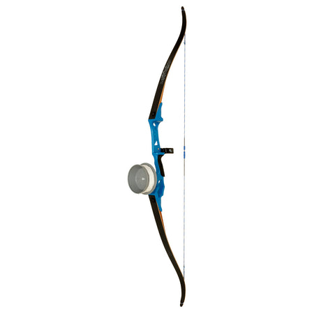 Fin Finder Bank Runner Bowfishing Recurve Bow with Drum Reel Blue 58 inch 35 lb Right Hand