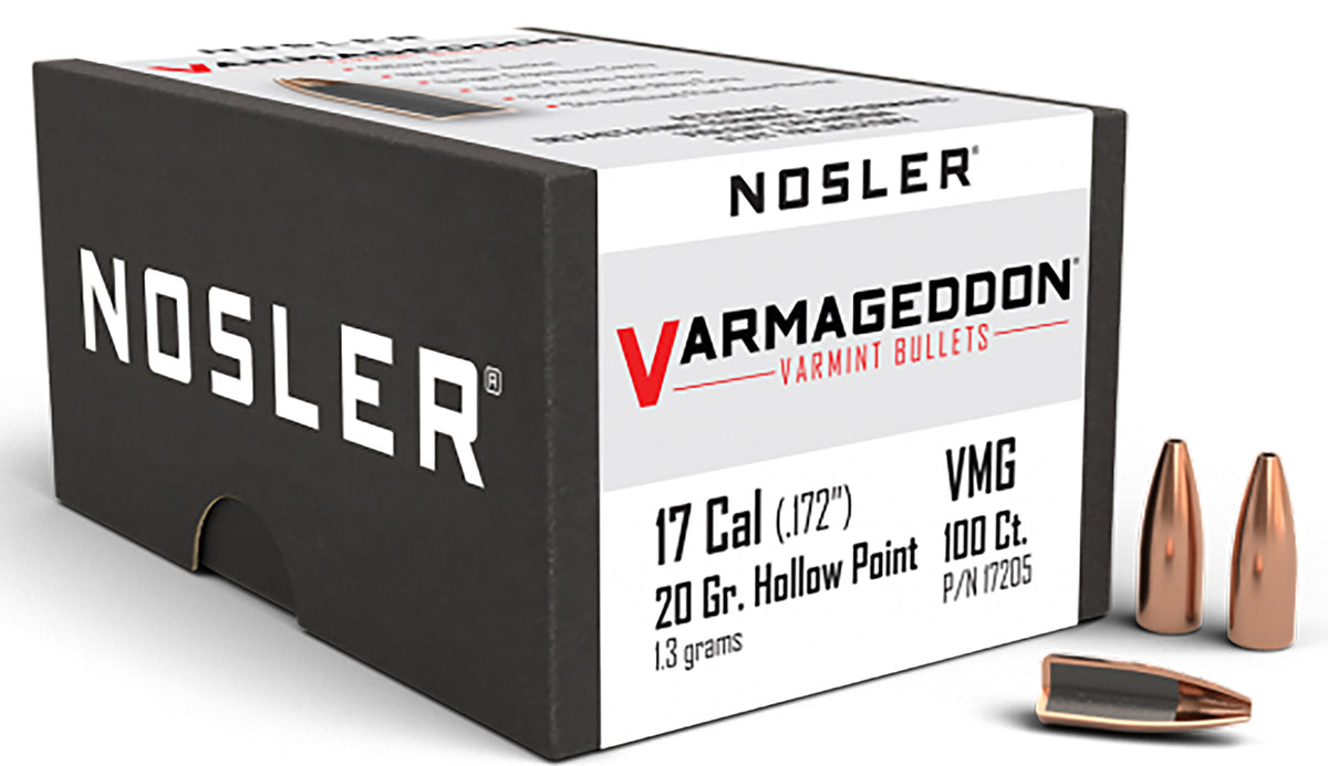Nosler 17205 Varmageddon .17 Cal 20 Grain Flat Base HP Bullets 100/Box